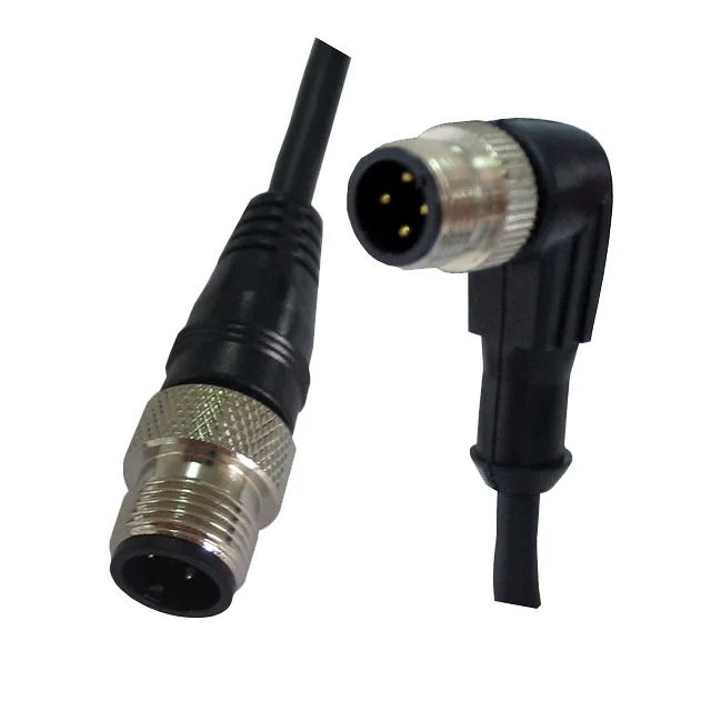 M12 5 Pin  Male Female Injected Cable Sensor Connector 90 Degree Angled/Straight IP67 Waterproof (IBEST)