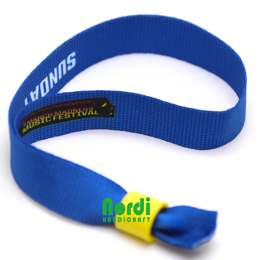 Polyester Material Customized Cheap One Time Use Festival Fabric Wristband Wrist Band Woven Sport Bracelet For Event/Party
