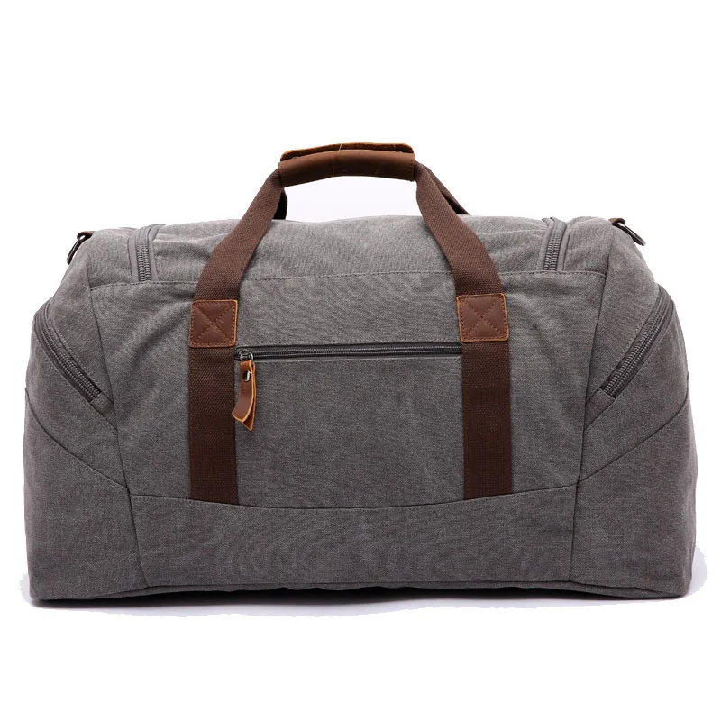 Aosheng Wholesale New Large Popular Portable Men Black Canvas Weekend Bag Luggage Duffle
