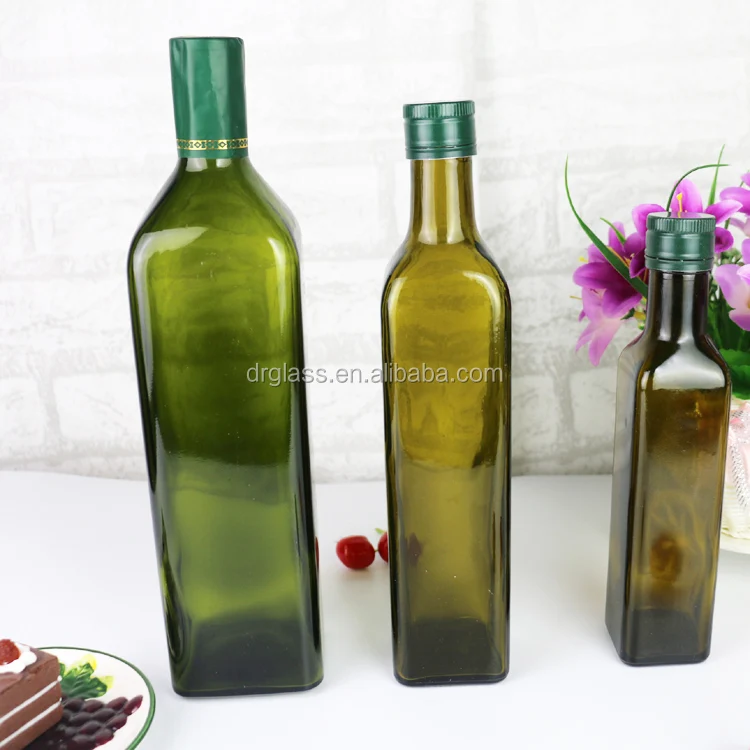 Transparent 250ml500ml750ml Camellia Oil Bottle Glass Dark Green Olive Oil Bottle
