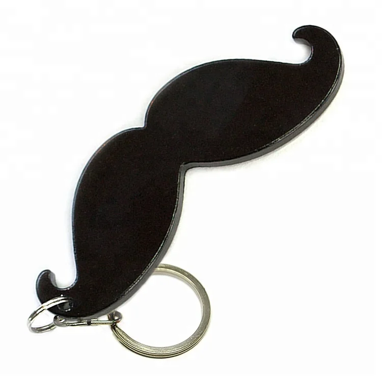 Custom Personalized Multi-function Black Mustache Opener Keychain