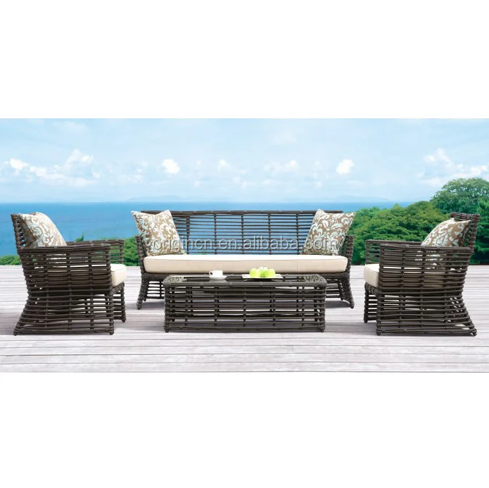 Spain style modern ratan wicker outdoor sofa for resort hotel garden art furniture