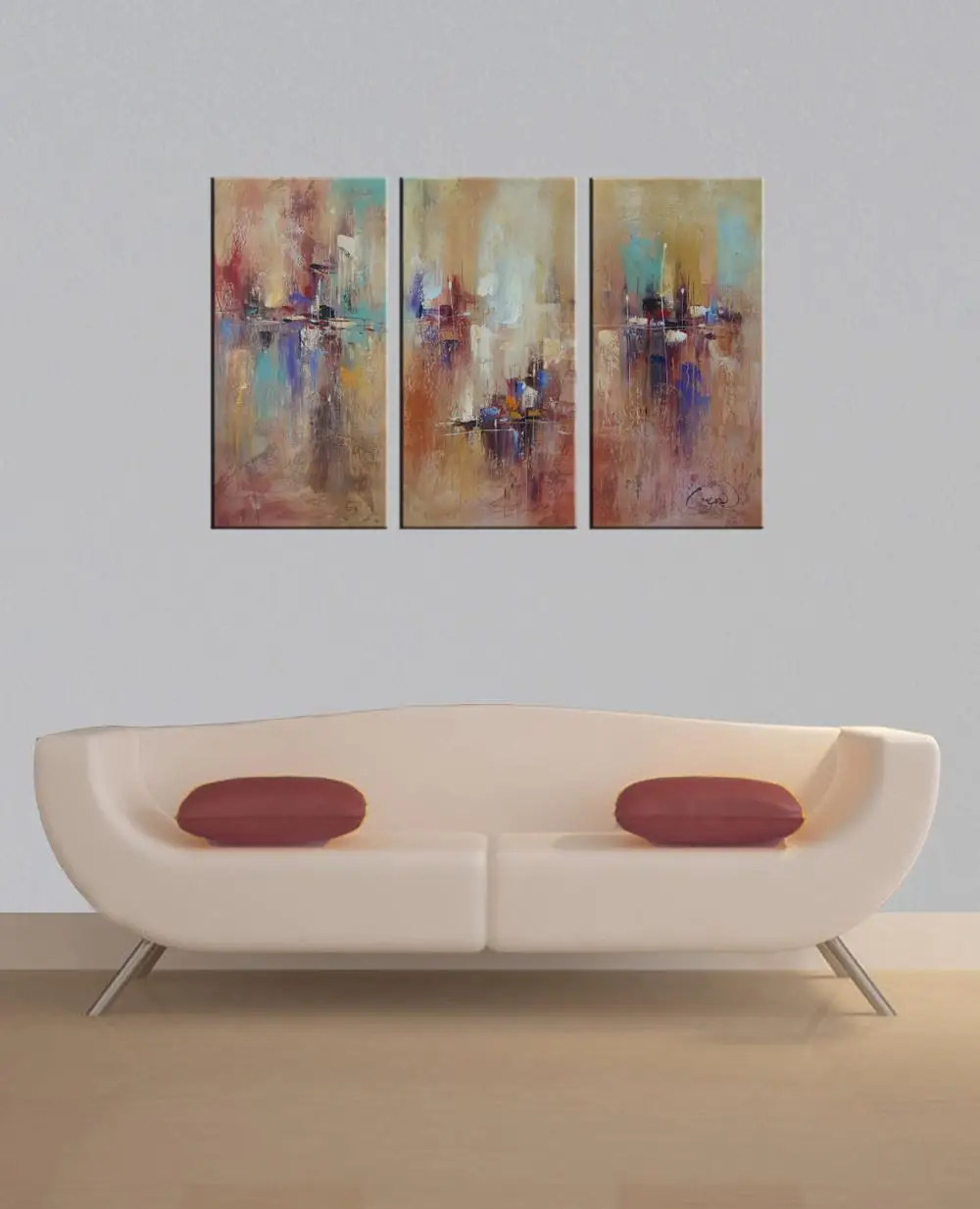 
Modern Yellow Vertical Fresh Paint Wall Art Abstract Painting 