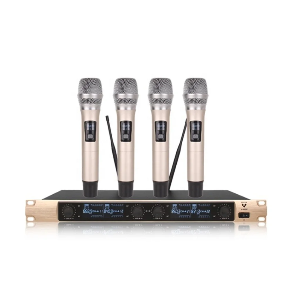 EPXCM/X-4600  ODM/OEM Professional 4 channel  handheld wireless moving coil microphone For Church  Home  Karaoke  Meeting