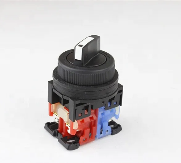 Diameter 30mm Electric 2 or 3 Position Selector Push Button Switch Flat Round Head Momentary Rotary