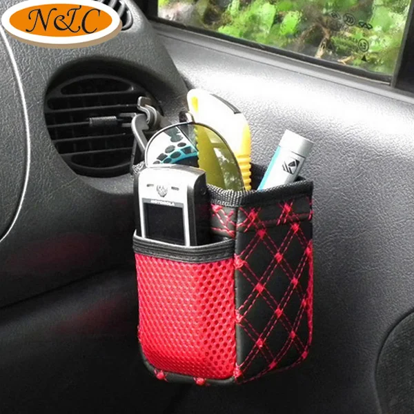 Multifunctional car air outlet pocket organizer auto storage bag car mobile phone holder