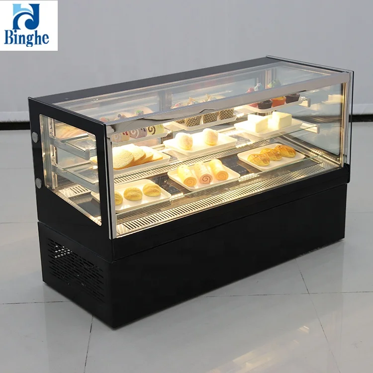 
binghe new design pastry cake bread display refrigerator arc glass door cooling showcase 