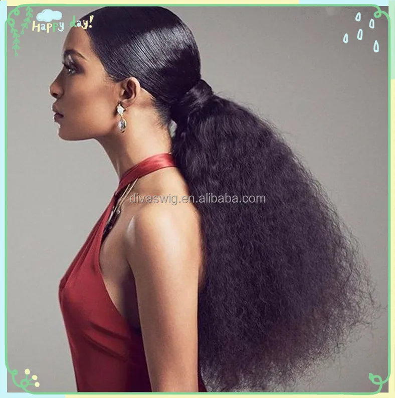 Light yaki Straight Ponytail for black women Clip in Human Hair Ponytail Extensions ponytail hairpiece Hot sell