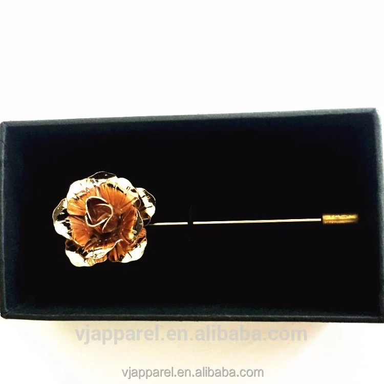 Gold Metal Flower Lapel Pin Packing box