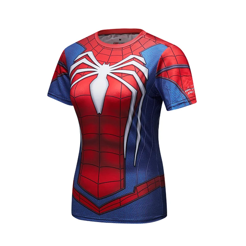 Work Out Apparel Woman Running Fitness Spiderman Dry Fit Tshirt
