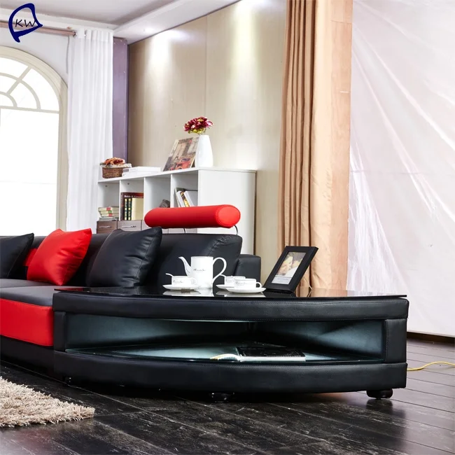 High-end Furniture pure red leather sofa set for living room