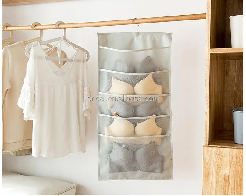 Bra storage organiser Foldable Underwear Hanging Organizer for Bra Hanger Cloth with Hanger for Toys Purses Towels Socks Bra