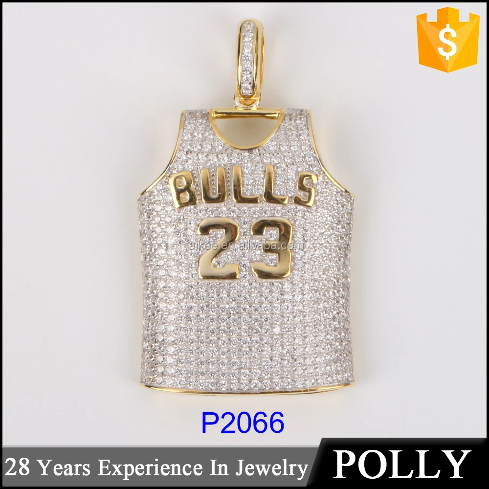 
925 sterling silver sport Jordan jersey pendant jewelry necklace for boy 
