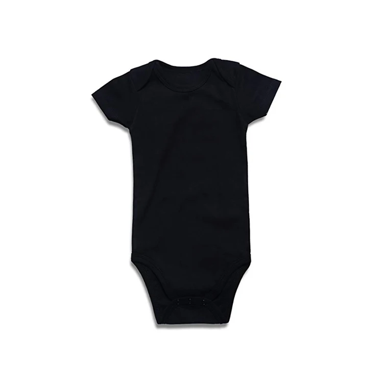 Unisex Baby Bodysuits Solid Black Short Sleeve One-Piece Bodysuits Wholesale Boutique Organic Cotton Baby Onesie