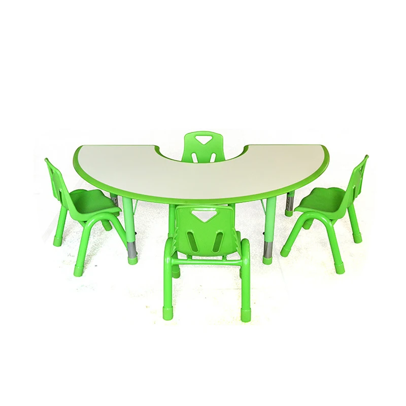 JQ Kindergarten Children School Classroom Furniture Furniture Kids Adjustable Study Plastic Fireproof Table and Chair for sale