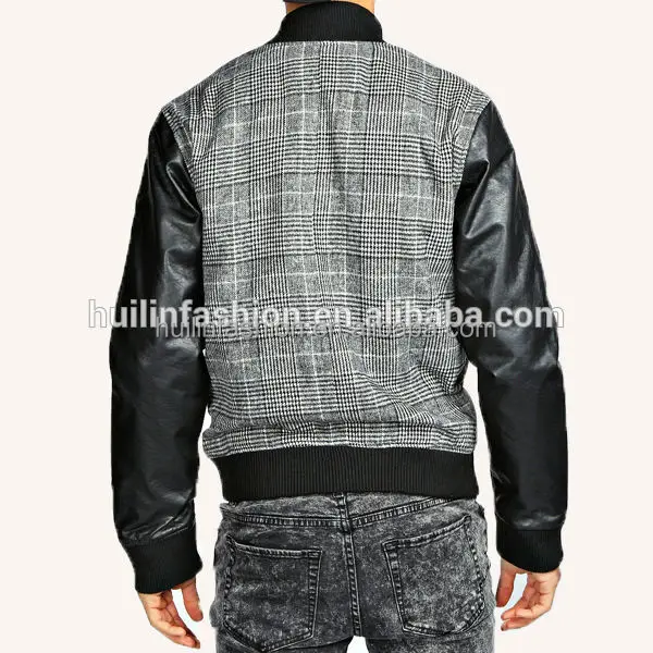 wholesale clothes turkey istanbul 2015 hot sale men bomber jacket leather sleeve contrast jackets men