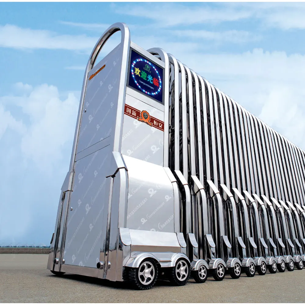 Electric retractable folding wrought iron gate