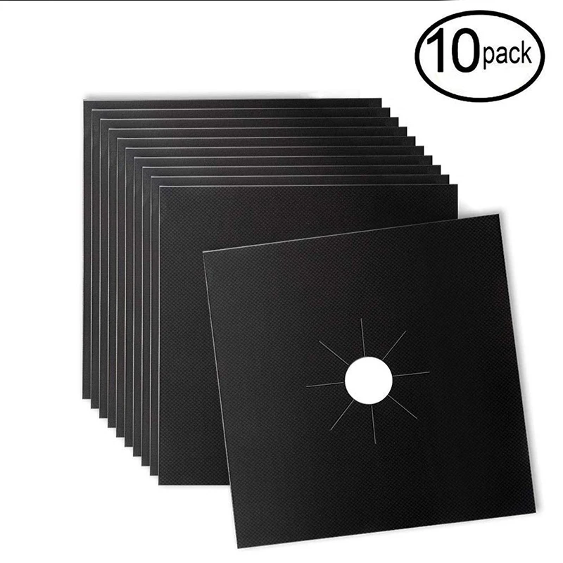 0.2mm 10 Pack Stovetop Liners Reusable Gas Range Protector Stove Burner Covers Protectors
