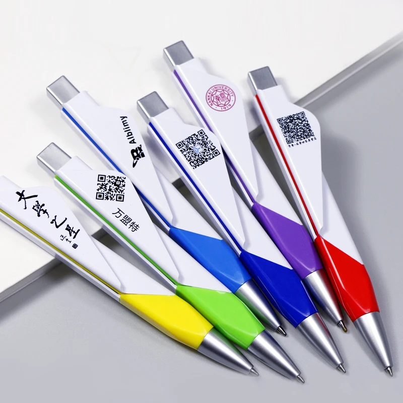 Best square logo pen customized pens with QR code fancy ball pen