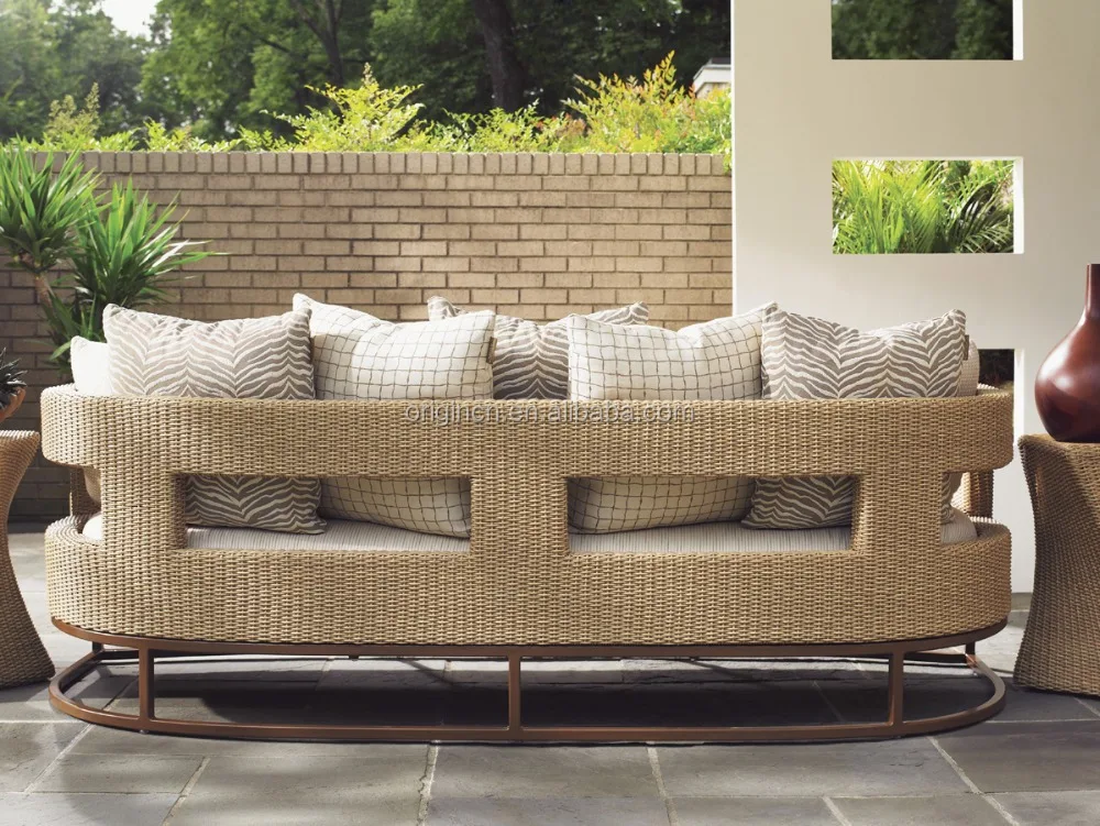 Designer Unique Style Outdoor Furniture Scatter Back Pillows Synthetic Rattan Sofa Set