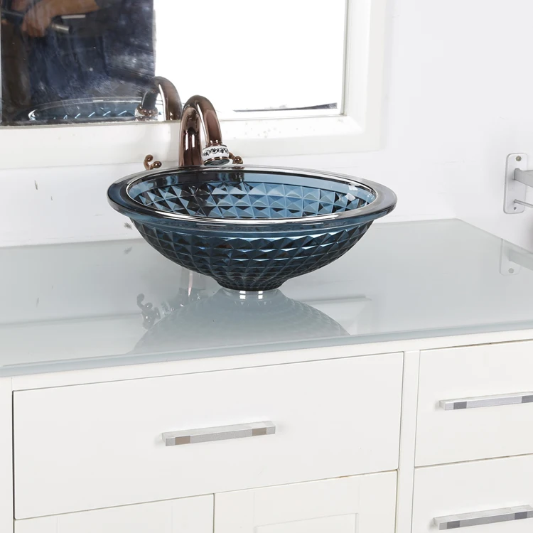 Luxury Bathroombowl hand wash basin Art  Transparent Tempered Glass Counter Top sink