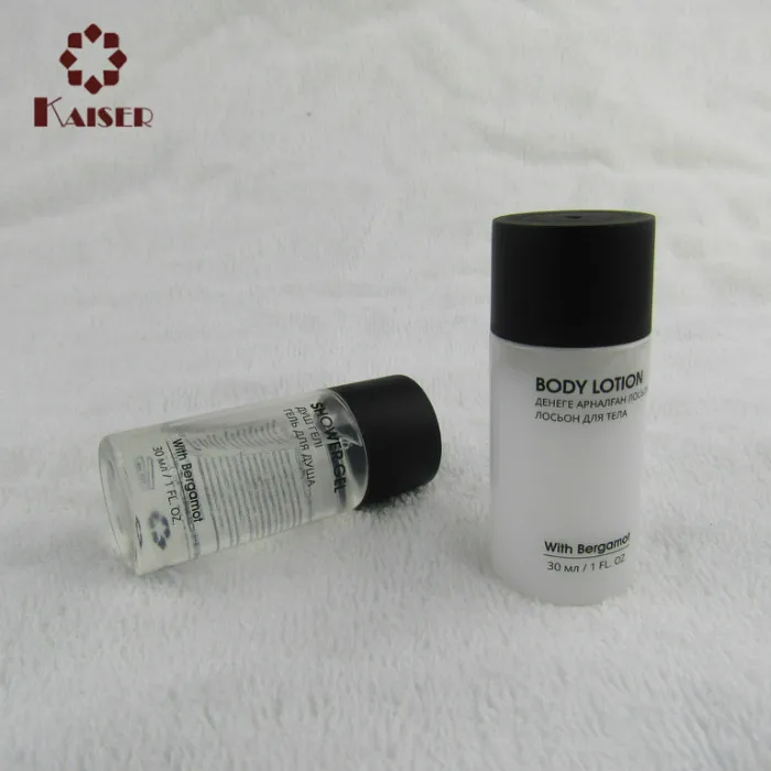 black cap 30ml plastic shampoo bottles packing for hotel