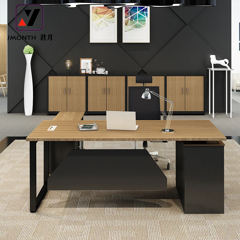 Modern Office Furniture L Shaped MFC Melamine Wooden Manager Executive Office Desk