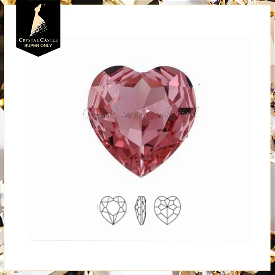 Crystal Castle jewelry making sparkle 4827 heart shaped clear white foil back sew on pointed back rhinestones wholesale gemstone