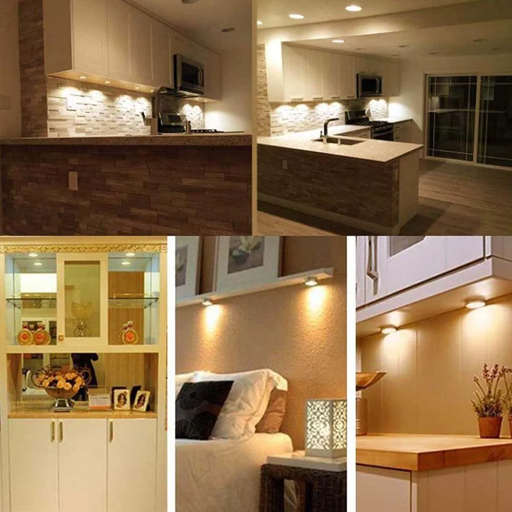 5 SMD 6500K Color Changing Dimmable Remote Control Puck Night Lights Touch Sensor LED Under Kitchen Cabinets Close lights