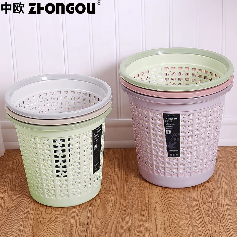 Cheap Colorful Hollow Out Round Plastic Garbage Bin waste bin Trash bin