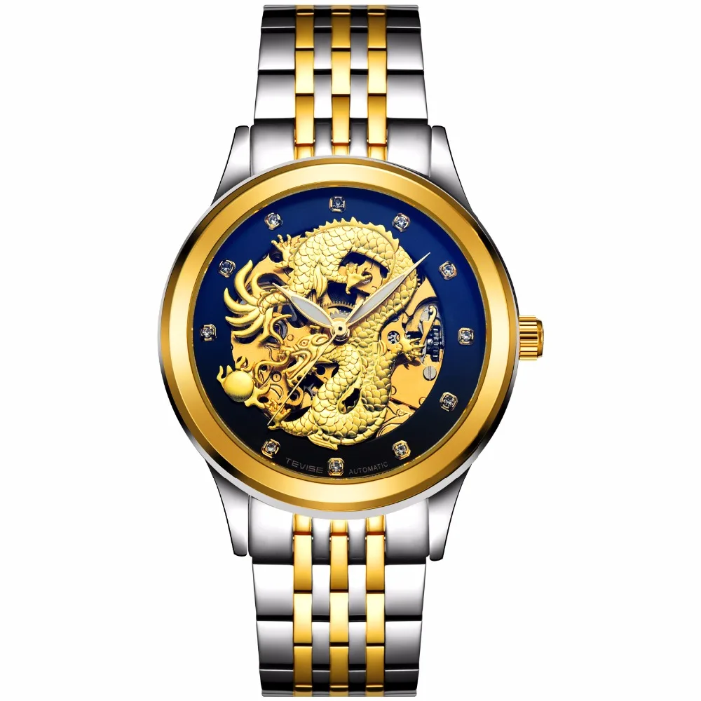 Tevise Dragon Fashion Tevise Analog Stainless Steel watches for Men Sport watches men luxury