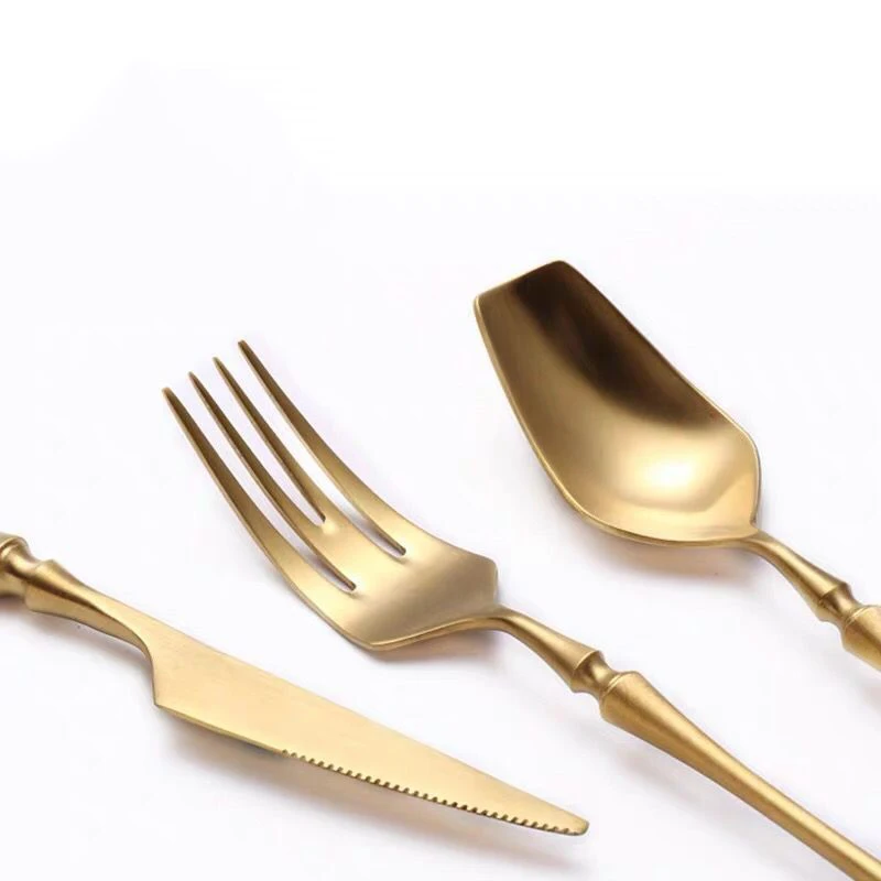 Wholesale Hotel Tableware gold plated cutlery 6-Piece Flatware Set Knife Fork Spoon Gold Cutlery Set golden cutlery