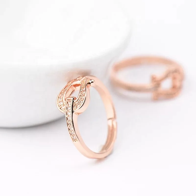 Hot Sales Promotion One Size Fits All Copper Adjustable Rings Simple Love Diamond Ring for Girls