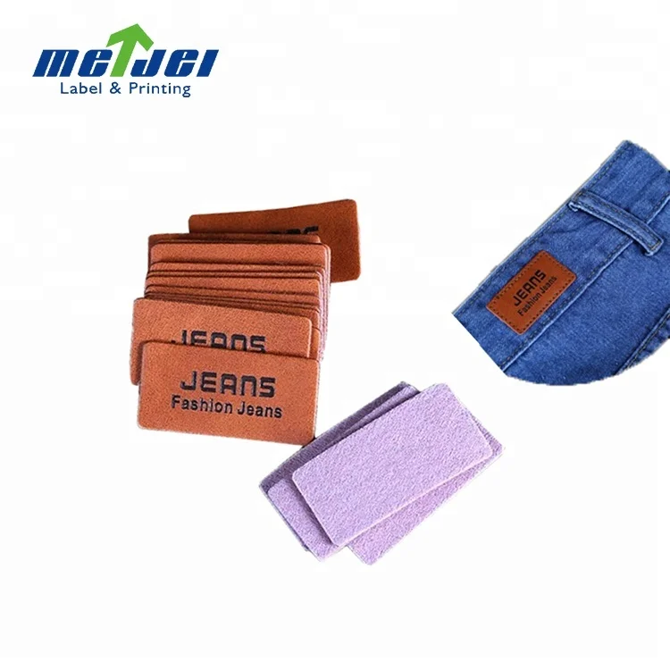Wholesale custom jeans and bag private brand metal logo leather label