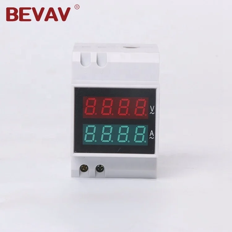 
A+Quality Din-rail digital meter Voltmeter Ammeter AC80-300v 0.1-99.9a Voltage Current Meter D52-2042 