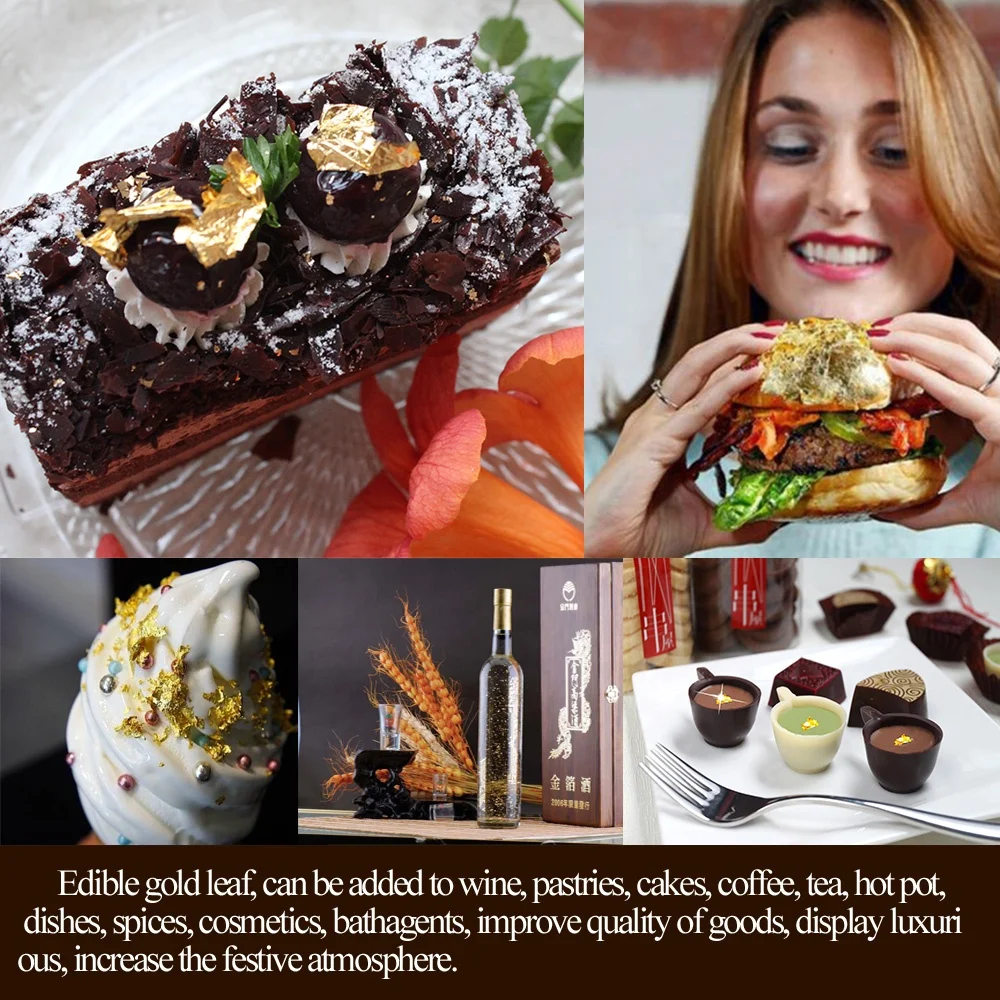 
High quality Factory wholesale 24k edible gold leaf for cake decoration 