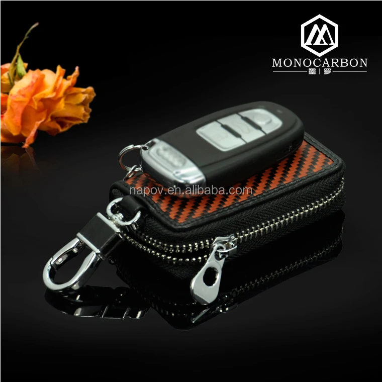 China Alibaba OEM Leather Car Key Holders Case Carbon fiber Car Key Case Holder Key Bag