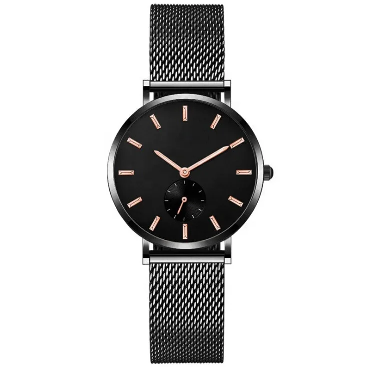 Customized brand stainless steel quartz wrist watch waterproof , IP plating steel waterproof wristwatch
