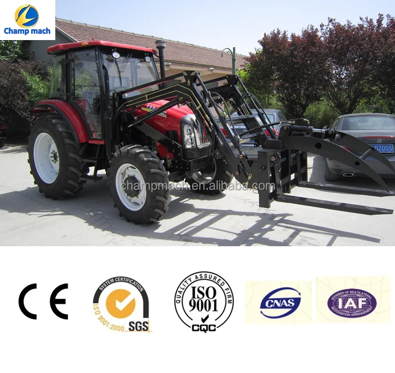 farm tractor front end loader with log grapple