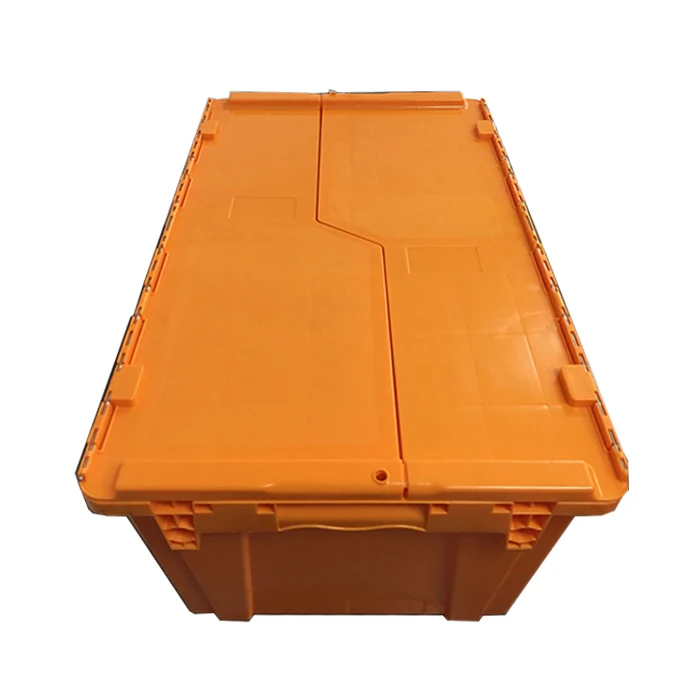 JOIN 75L Plastic Reusable Box Moving Crate Storage Tote Bin Attached Lid Container Nestable &Stackable Container