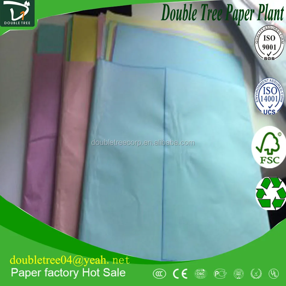 
green CF carbonless paper in blue impression 