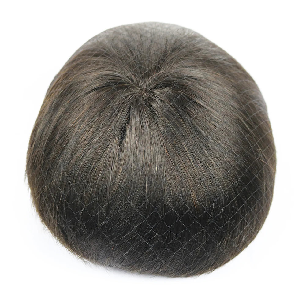 Eversilky  100% Human Hair Toupee For Men Mono Lace With NPU Human Hair Toupee Replacement System Natural Straight 5 Colors