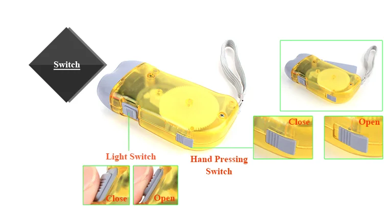 Mini 2 Led Dynamo Hand Press Flashlight Emergency Torch