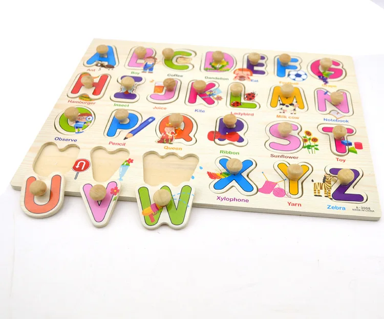 Early education Colorful 3D Puzzle Hand grasp plate makeup Wooden peg Puzzles