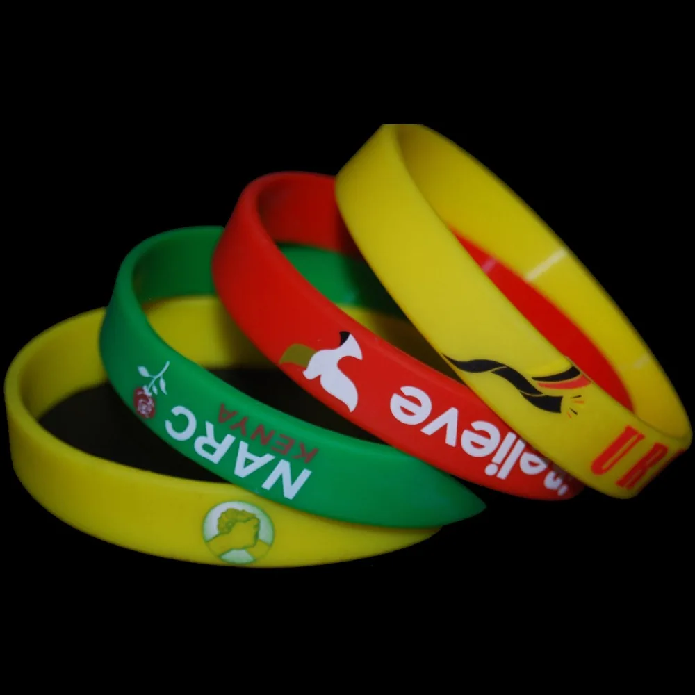 factory directly wholesale cheap custom printed white round silicone rubber hand band