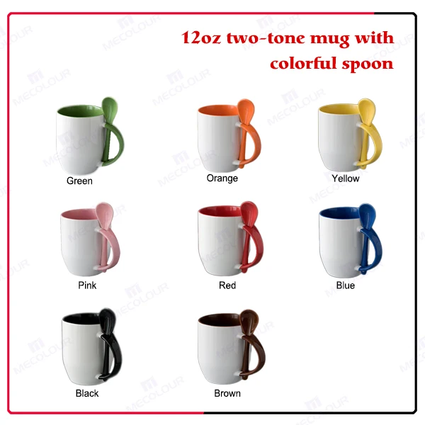 Wholesale 12oz sublimation color mug with cookie holder and spoon