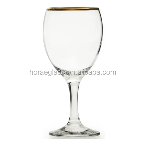 Gold Rimmed Red-White Wine Glasses, 10 Ounce, Set of 4, 3mm Gold Rim