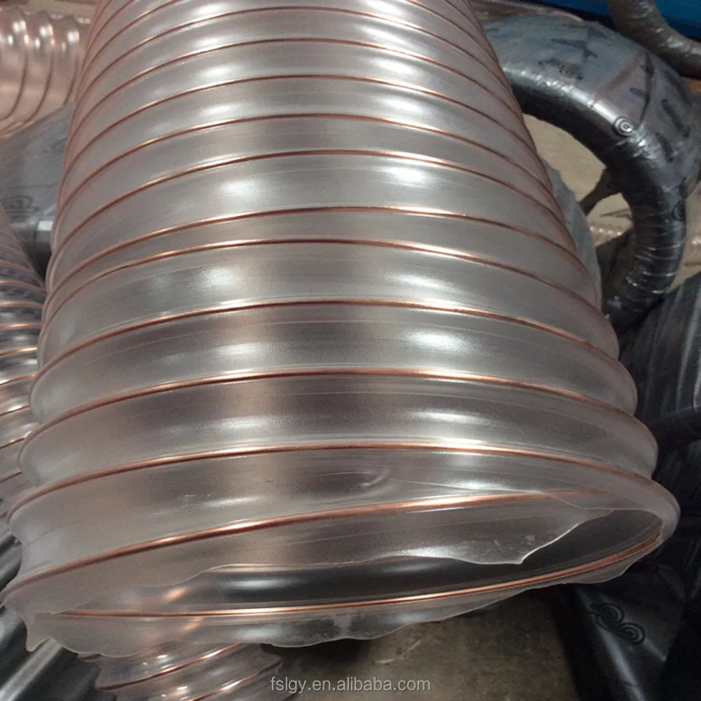 Hot Sell Pu Suction Wire Transparent Hose Ventilation Flexible Duct