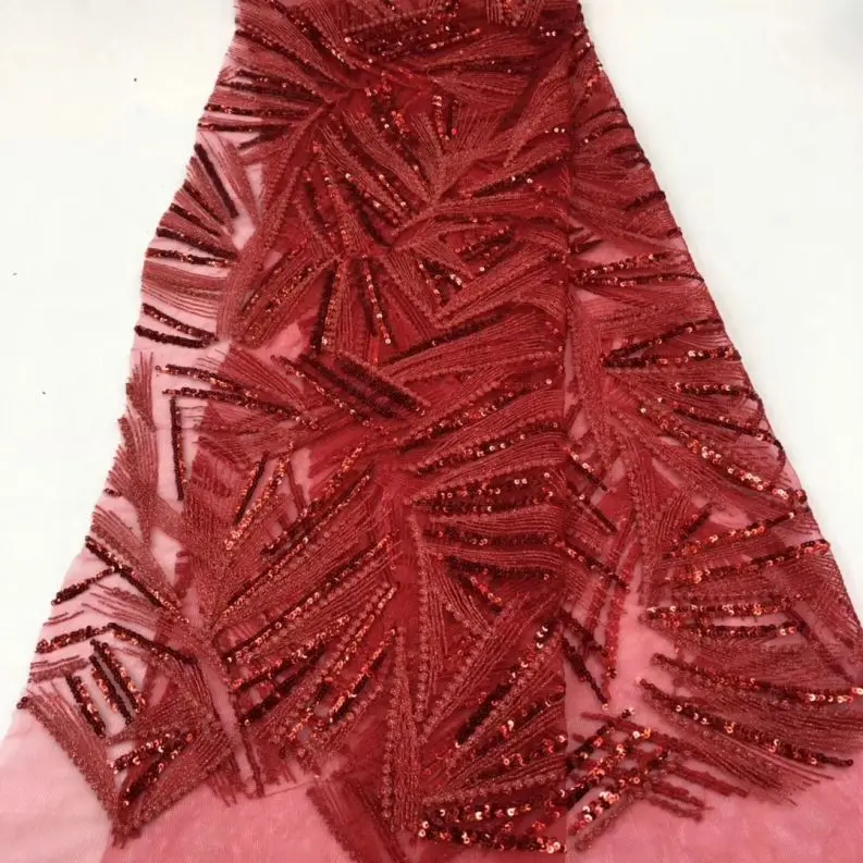 
Custom Made Popular OEM Pink Bridal Dress Beaded Lace 3D Embroidery Fabric 