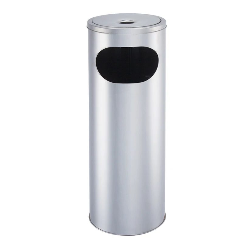 Stainless Steel Ashtray  Commercial Dust Bin Outdoor Trash Barrel Metal Ash Can Round Shape Free Standing Dust Bin Ashtray